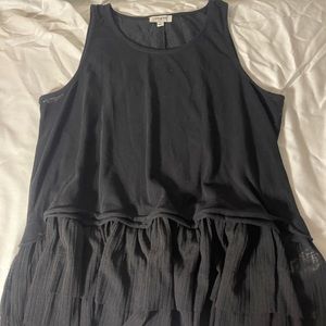 Umgee Black Tank-Top with Ruffle bottom